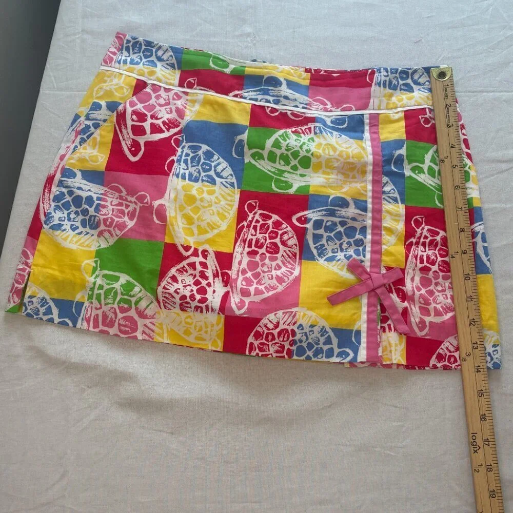 Lilly Pulitzer Rollin' Turtle Colorblock Chino Skort Size 6 HTF Print Women's